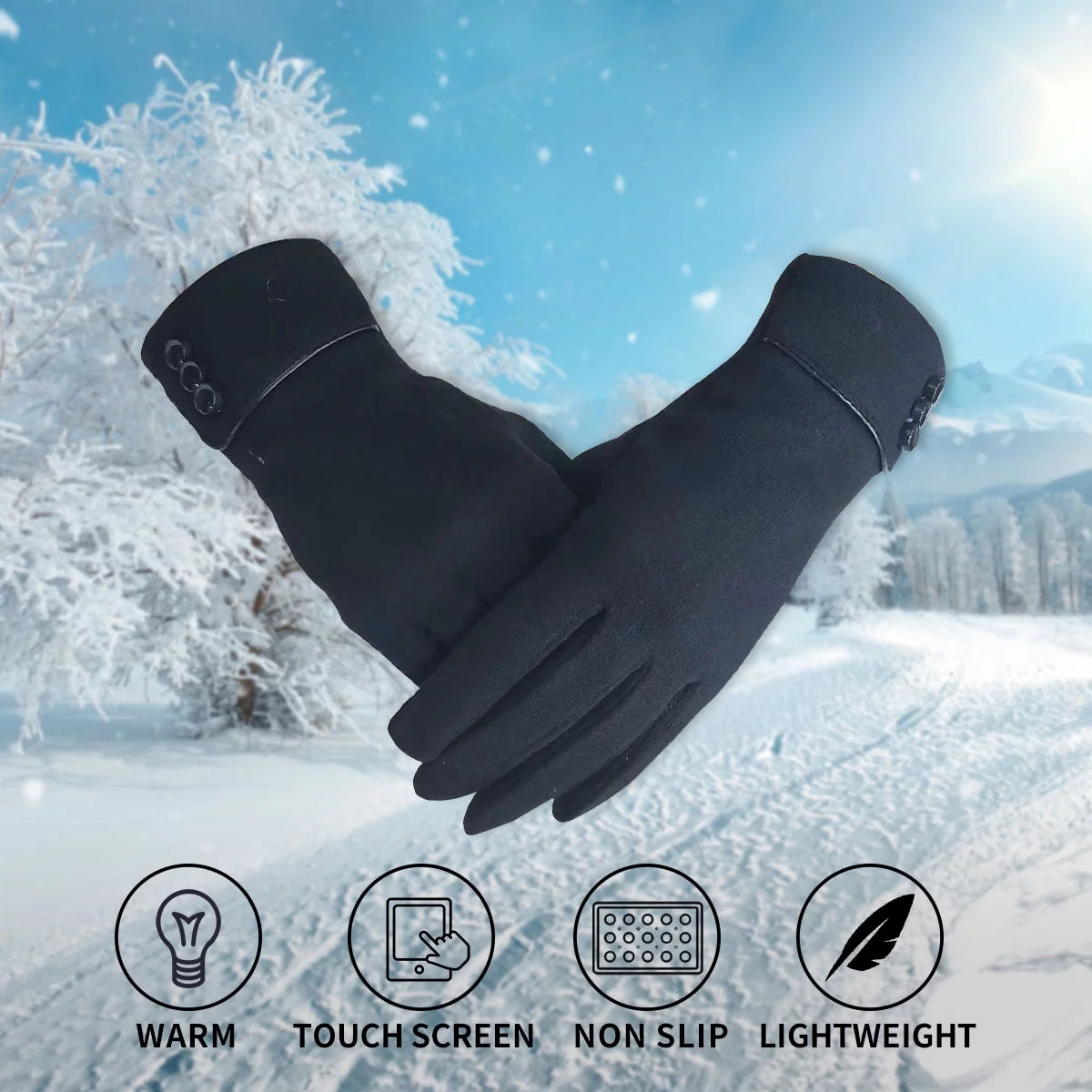 Winter Gloves for Women with Touchscreen Fingers Screen Texting Fingers Cell Phone Gloves Warm Vintage Gloves for Girls Winter 3 Pairs